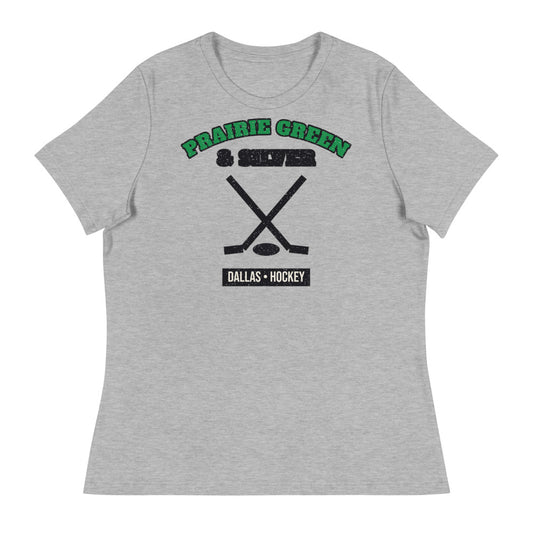 Women's Prairie Green & Silver Hockey Tee in athletic heather, front