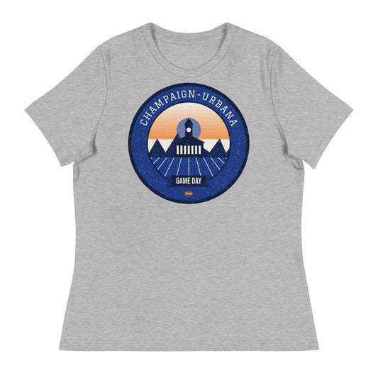 Women's Prairie Orange & Blue Game Day Tee in athletic heather, front
