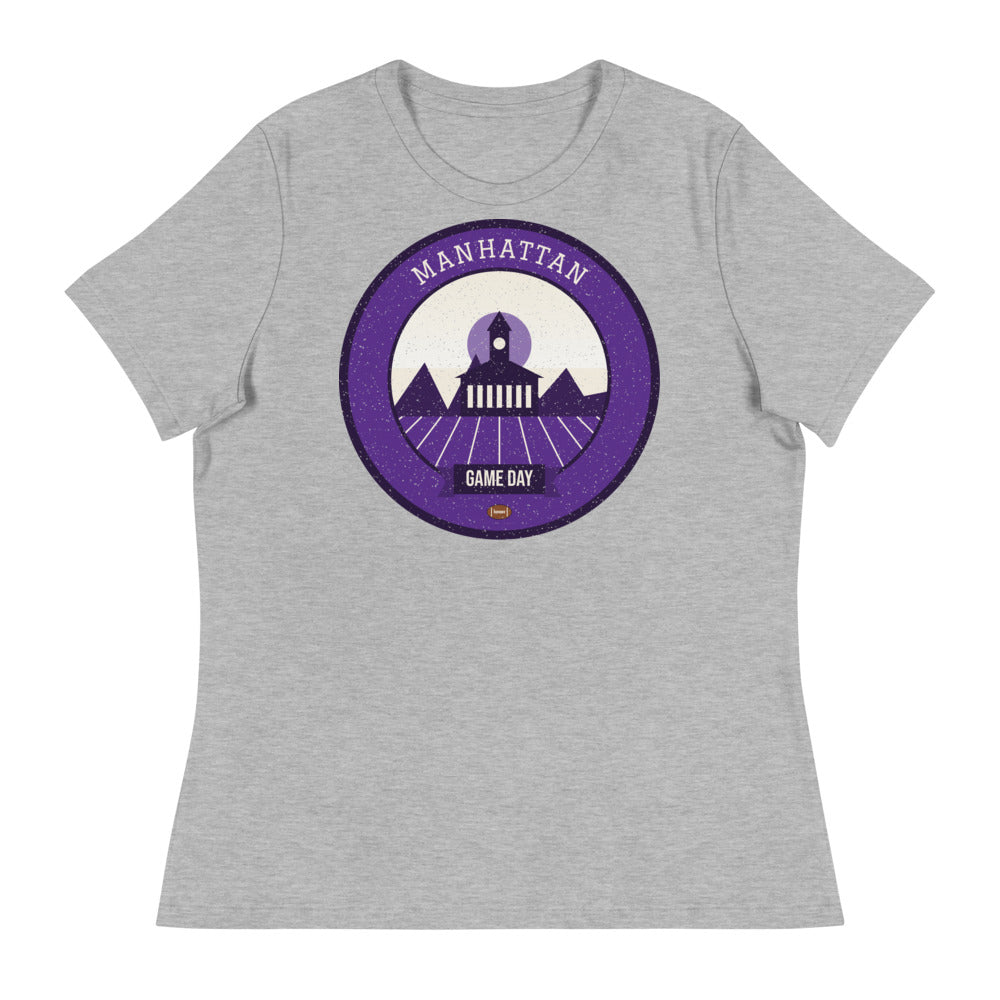 Women's Purple Flint Hills Game Day Tee in athletic heather, front