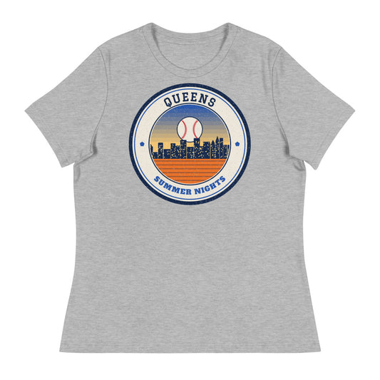 Women's Queens Summer Nights Ballpark Tee in athletic heather, front