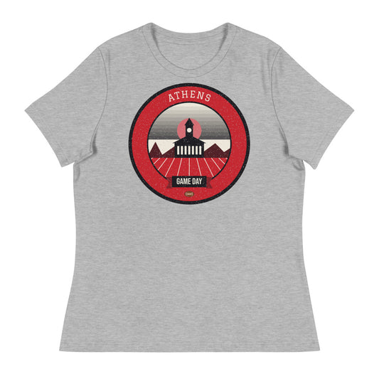 Women's Red & Black Classic Town Game Day Tee in athletic heather, front