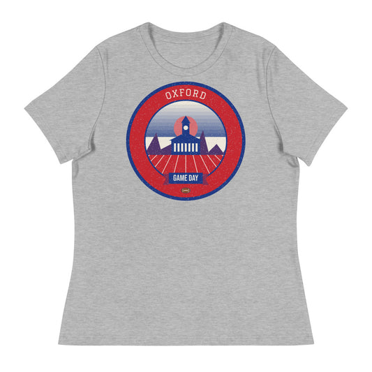 Women's Red & Blue Courthouse Square Game Day Tee in athletic heather, front