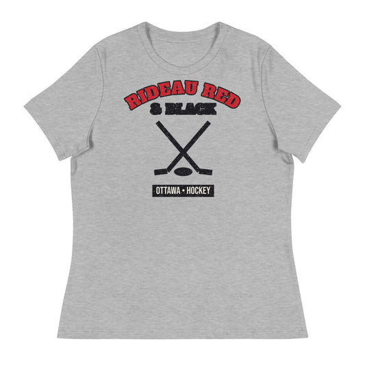 Women's Rideau Red & Black Hockey Tee in athletic heather, front