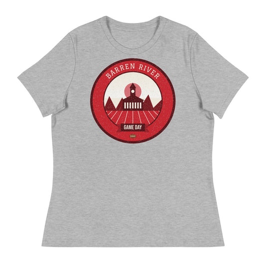 Women's Red & White River Heights Game Day Tee in athletic heather, front