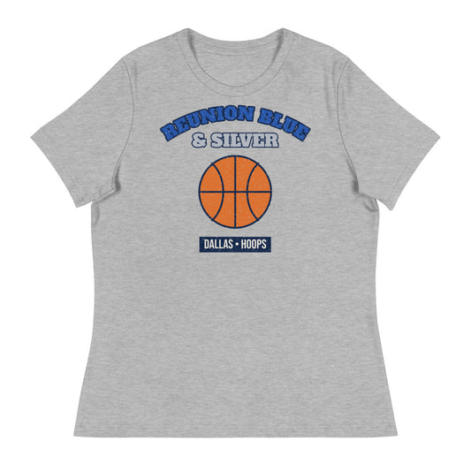 Women's Reunion Blue & Silver Hoops Tee in athletic heather, front