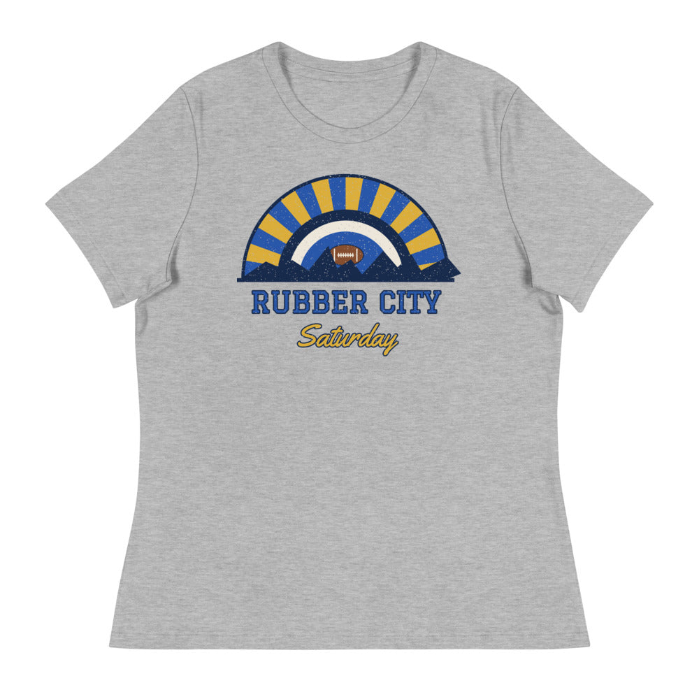 Women's Rubber City Saturday Tee in athletic heather, front