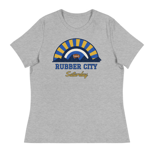 Women's Rubber City Saturday Tee in athletic heather, front