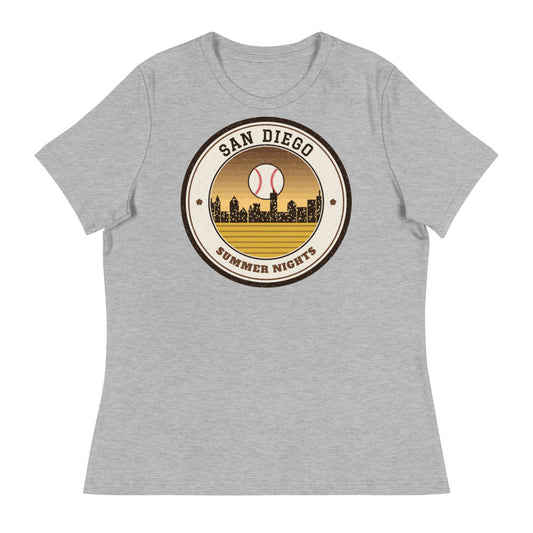 Women's San Diego Summer Nights Ballpark Tee in athletic heather, front