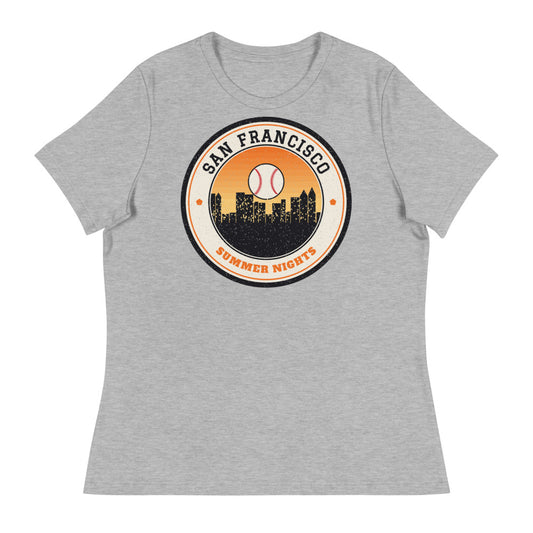 Women's San Francisco Summer Nights Ballpark Tee in athletic heather, front