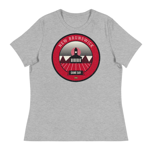 Women's Scarlet & Black Raritan Game Day Tee in athletic heather, front