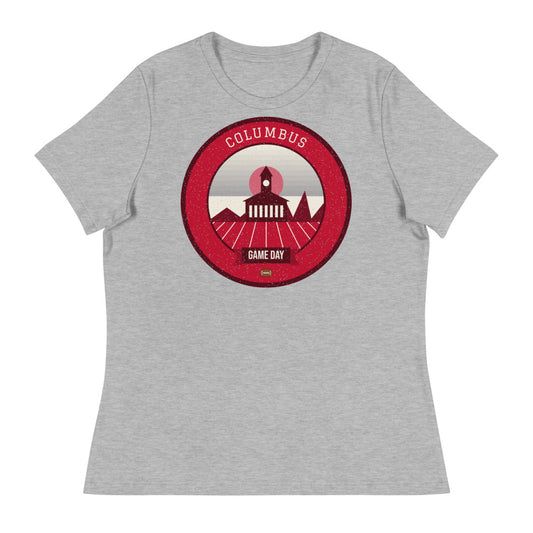 Women's Scarlet & Gray Riverfront Game Day Tee in athletic heather, front