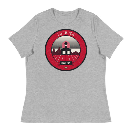 Women's Scarlet High Plains Game Day Tee in athletic heather, front