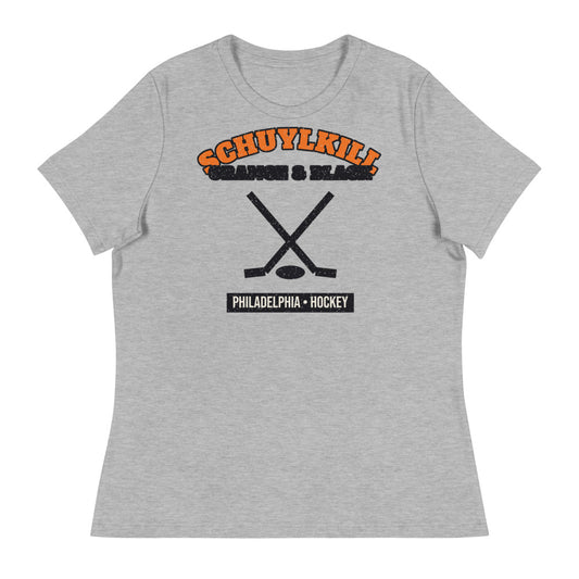 Women's Schuylkill Orange & Black Hockey Tee in athletic heather, front