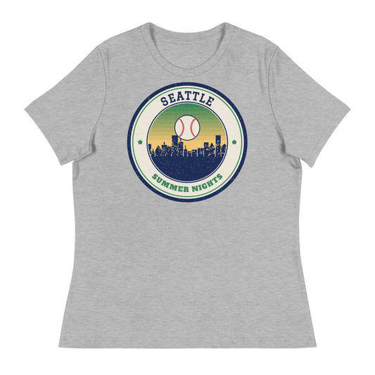 Women's Seattle Summer Nights Ballpark Tee in athletic heather, front