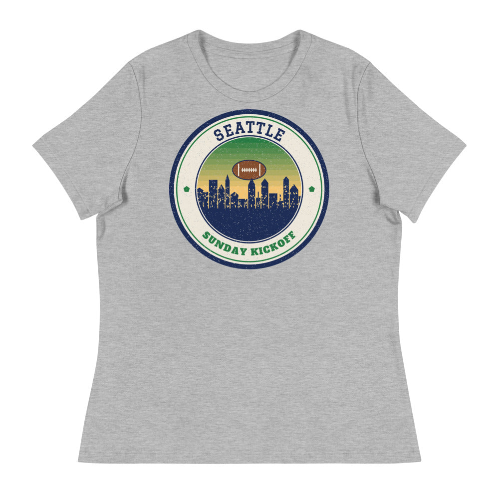 Women's Seattle Sunday Kickoff Tee in athletic heather, front