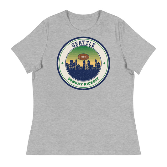 Women's Seattle Sunday Kickoff Tee in athletic heather, front