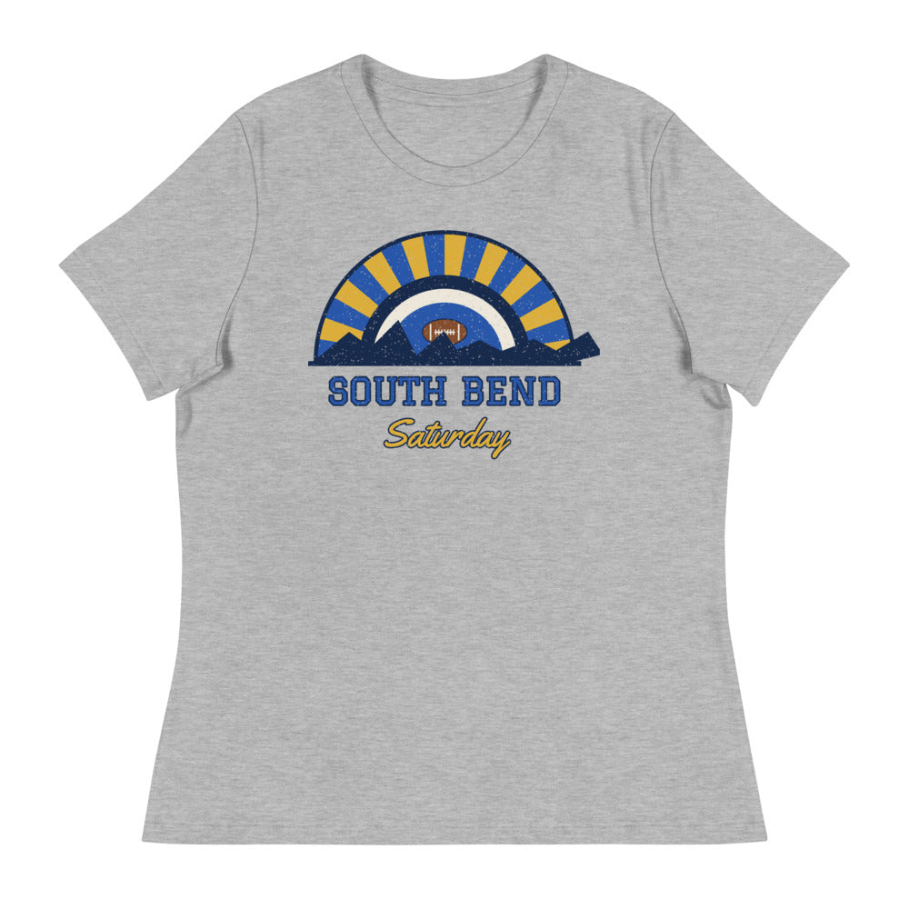 Women's South Bend Saturday Tee in athletic heather, front