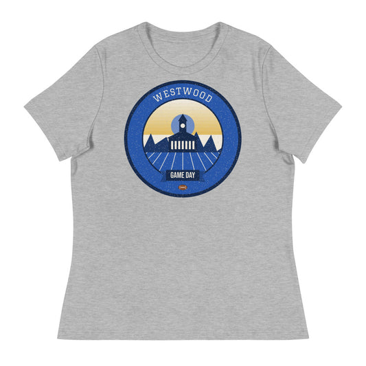 Women's Westwood Blue & Gold Game Day Tee in athletic heather, front