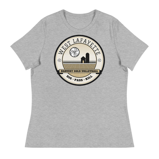 West Lafayette Harvest Gold Volleyball Women's Tee in athletic heather, front