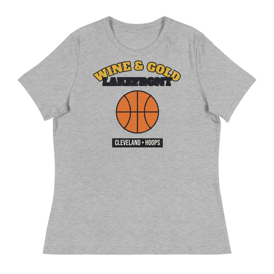 Women's Wine & Gold Lakefront Hoops Tee in athletic heather, front