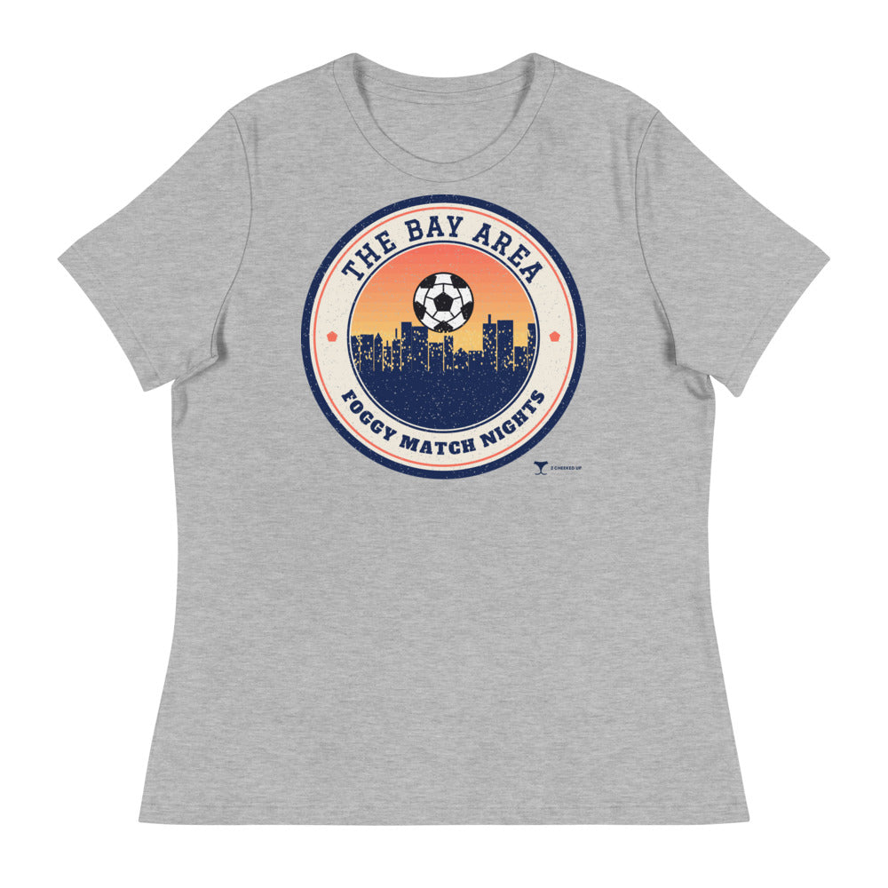 Women's Bay Area Foggy Match Nights Relaxed Tee in athletic heather, design printed on the front, front view