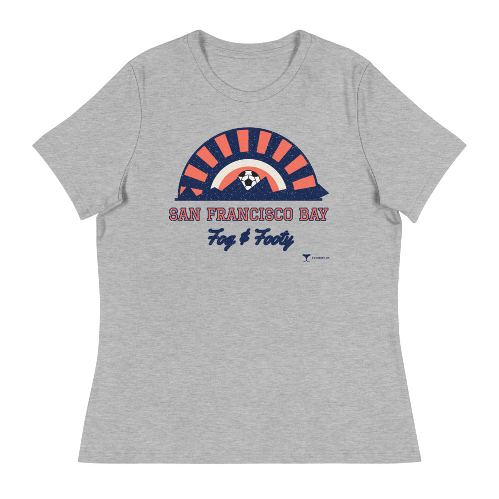 Women's San Francisco Bay Fog & Footy Relaxed Tee in athletic heather, design printed on the front, front view