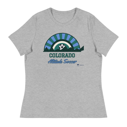 Women's Colorado Altitude Soccer Relaxed Tee in athletic heather, design printed on the front, front view