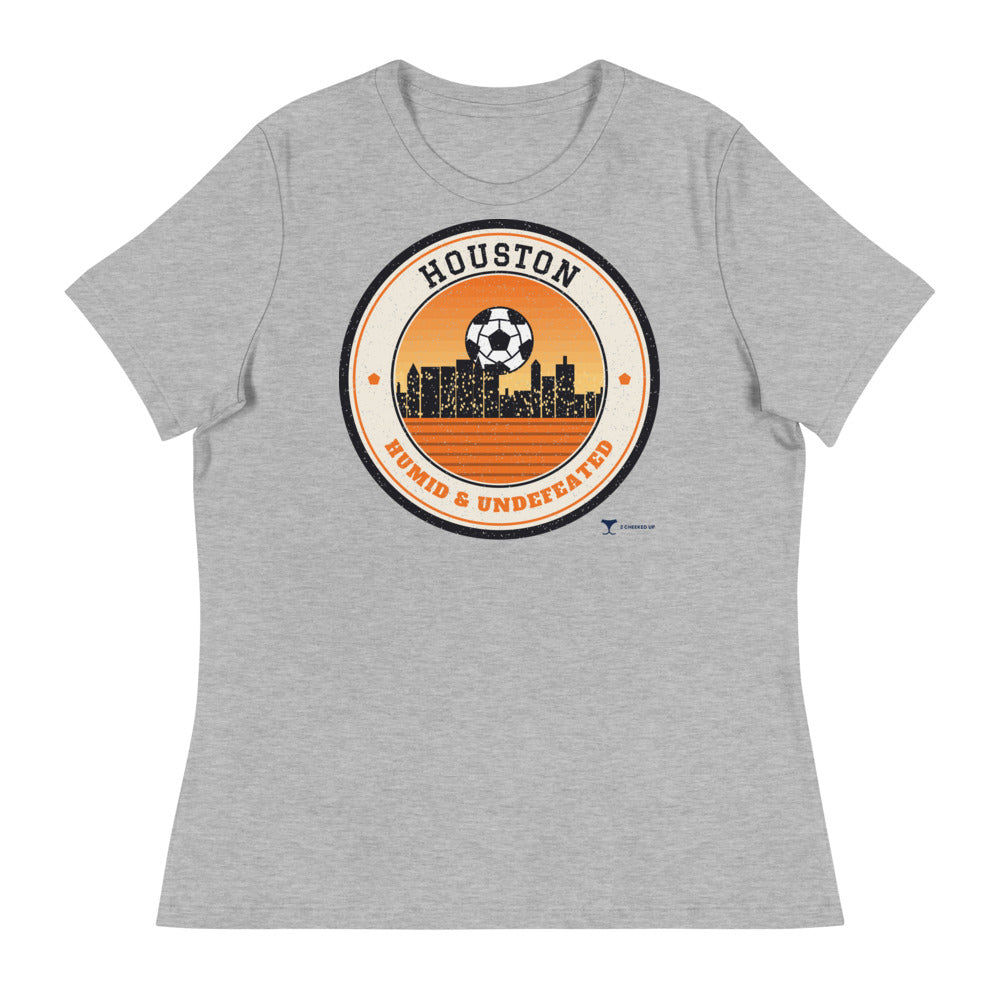 Women's Houston Humid & Undefeated Relaxed Tee in athletic heather, design printed on the front, front view