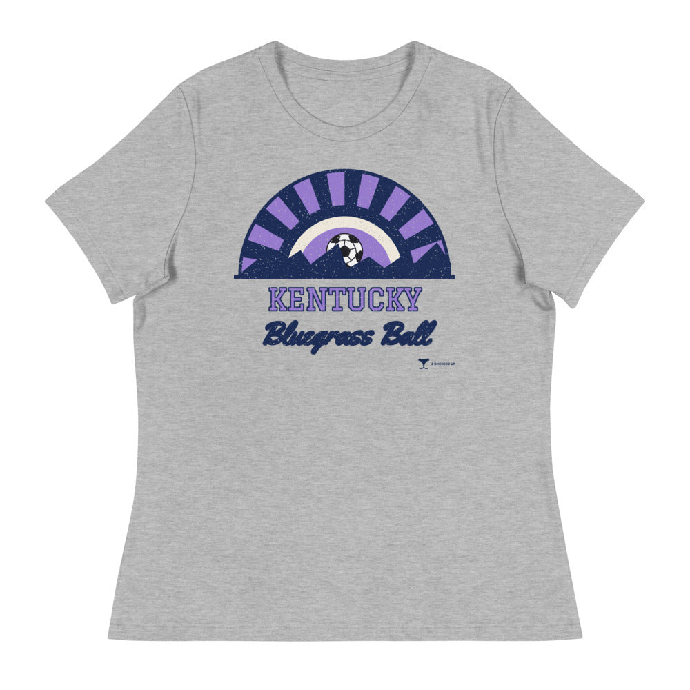 Women's Kentucky Bluegrass Ball Relaxed Tee in athletic heather, design printed on the front, front view