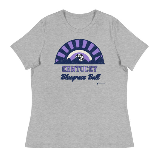 Women's Kentucky Bluegrass Ball Relaxed Tee in athletic heather, design printed on the front, front view