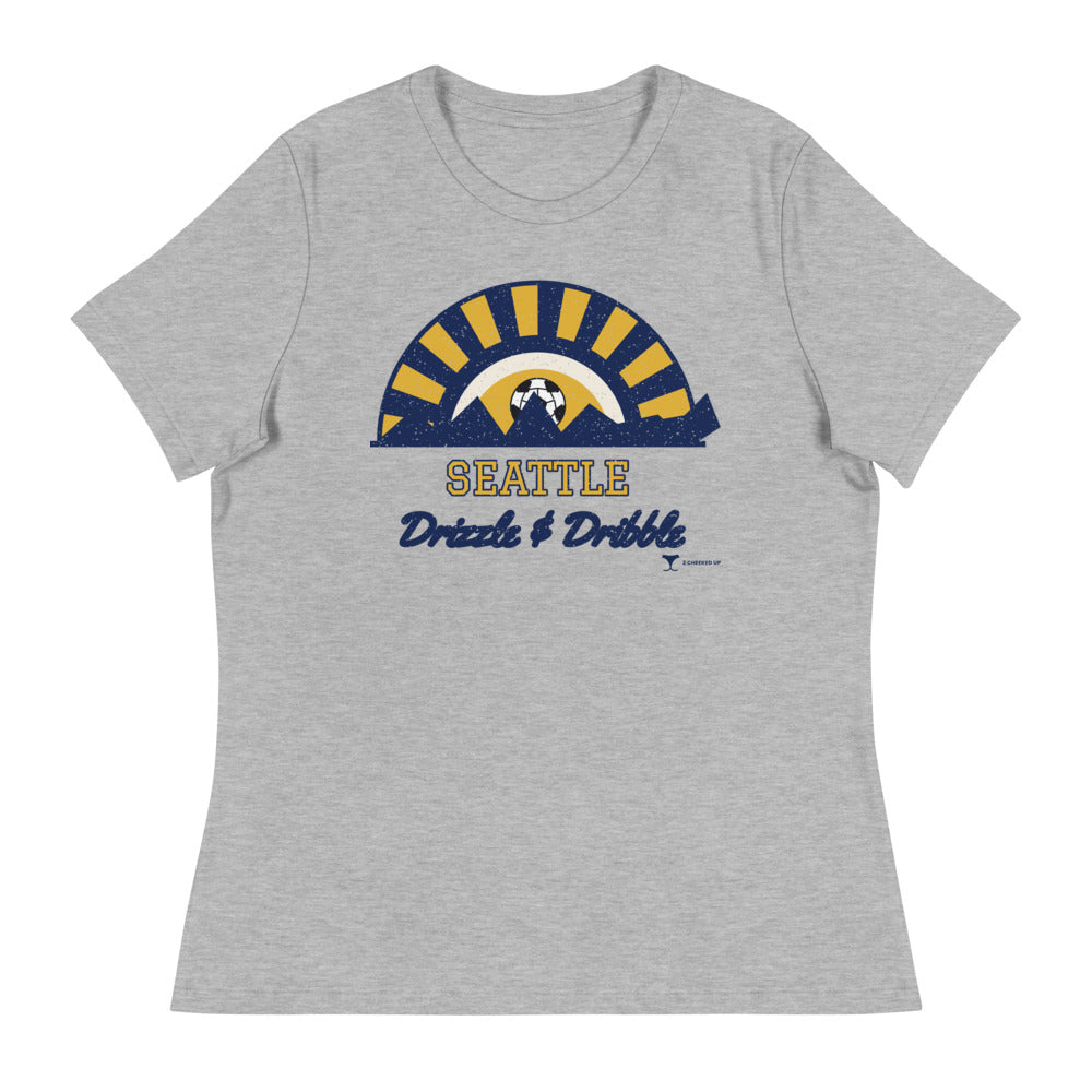 Women's Seattle Drizzle & Dribble Relaxed Tee in athletic heather, design printed on the front, front view