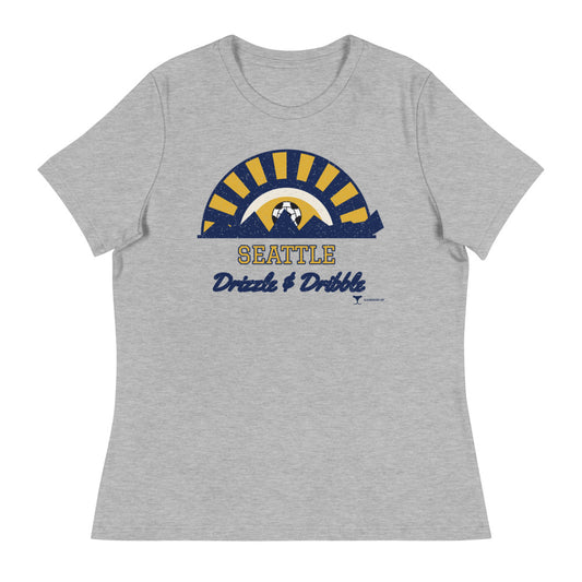 Women's Seattle Drizzle & Dribble Relaxed Tee in athletic heather, design printed on the front, front view