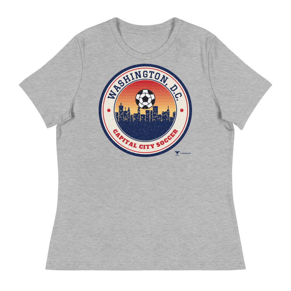 Women's Washington, D.C. Capital City Soccer Relaxed Tee in athletic heather, design printed on the front, front view