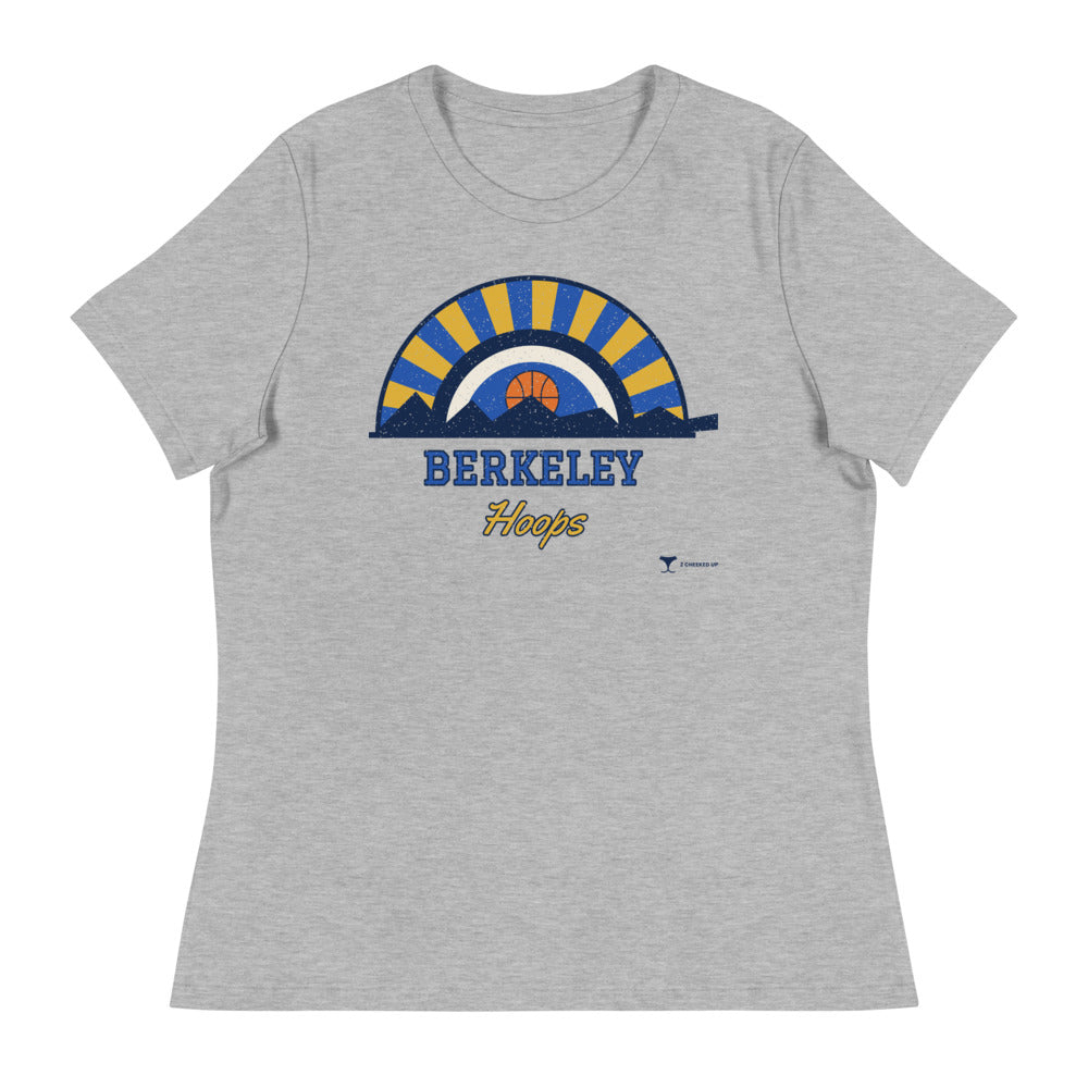 Women's Berkeley Hoops Relaxed Tee in athletic heather, design printed on the front, front view