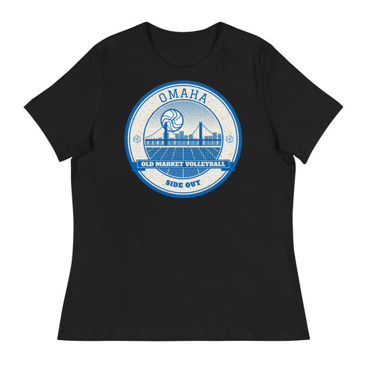 Omaha Old Market Volleyball Women's Tee in black, front