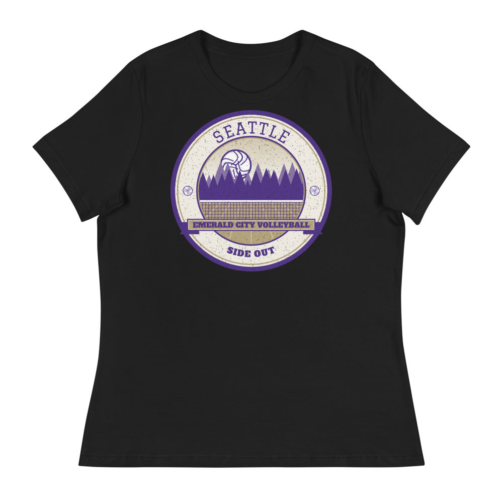 Seattle Emerald City Volleyball Women's Tee in black, front
