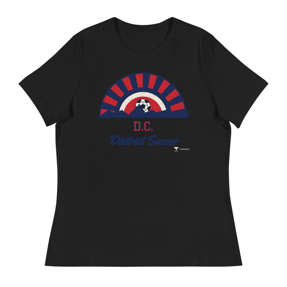 Women's D.C. District Soccer Relaxed Tee in black, design printed on the front, front view