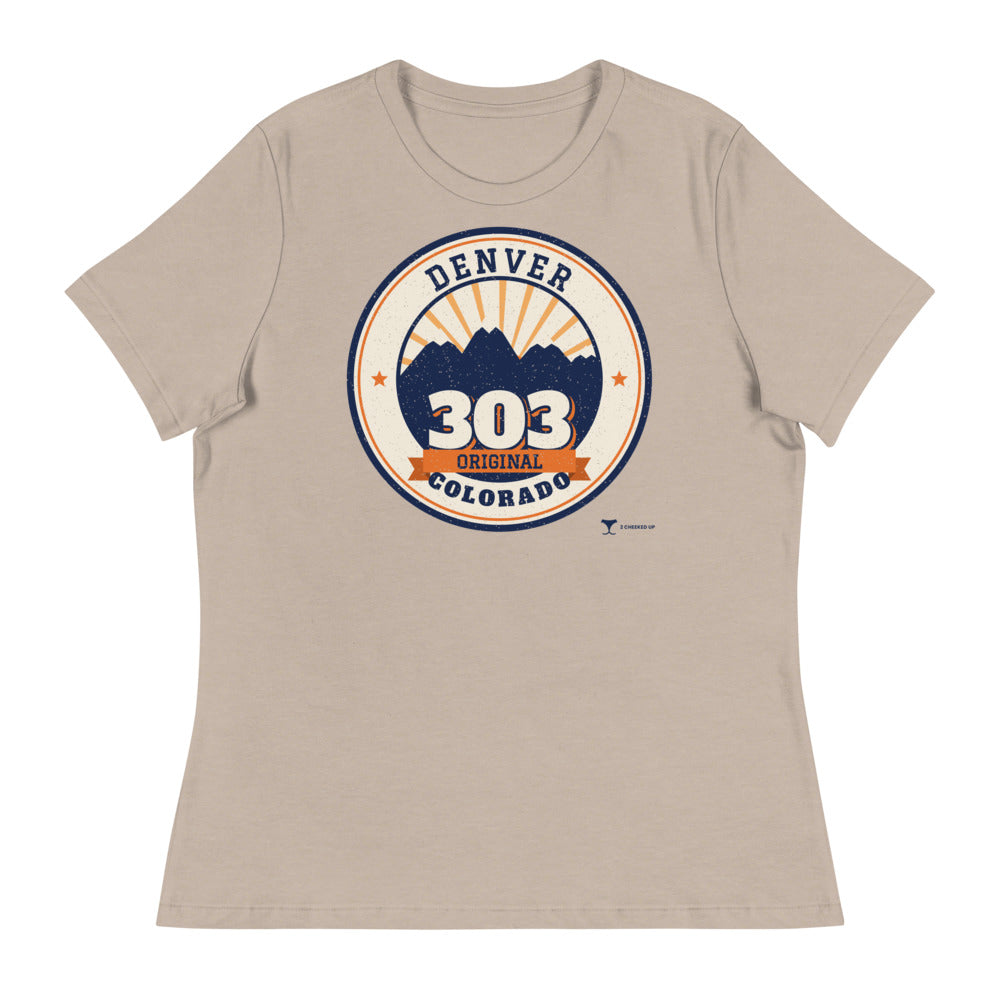 Women's 303 Original Denver Relaxed Tee in heather stone, front view