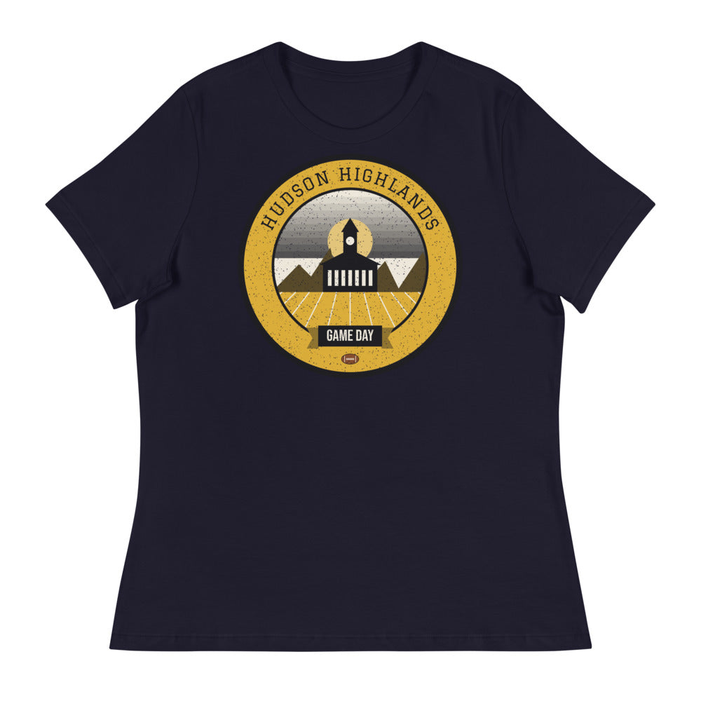 Women's Black & Gold Hudson Highlands Game Day Tee in navy, front