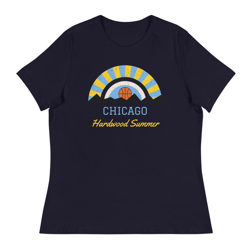 Women's Chicago Hardwood Summer Tee in navy, front