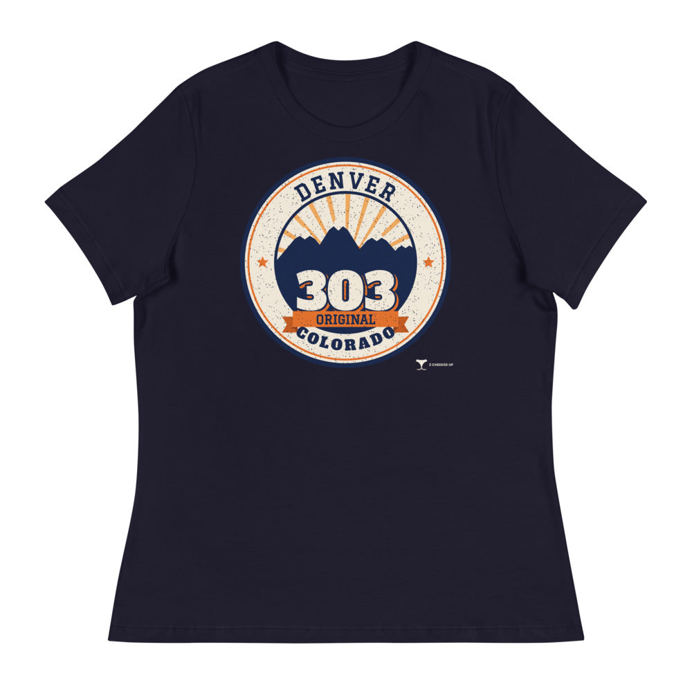 Women's 303 Original Denver Relaxed Tee in navy, front view