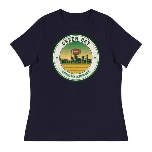 Women's Green Bay Sunday Kickoff Tee in navy, front