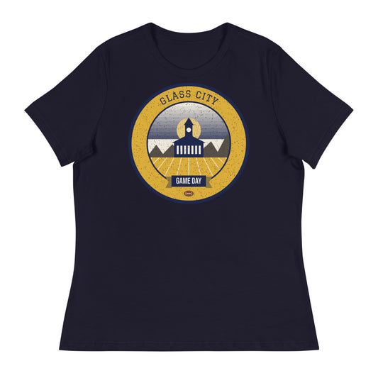 Women's Midnight Blue Glass City Game Day Tee in navy, front