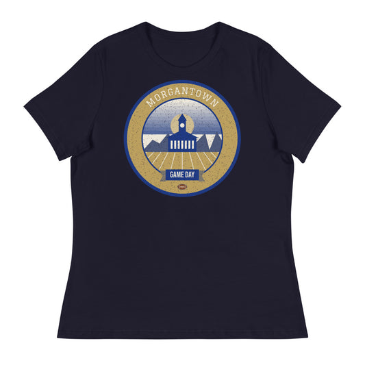 Women's Old Gold Ridgeline Game Day Tee in navy, front
