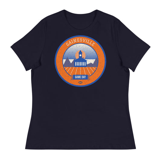 Women's Orange & Blue Marsh Game Day Tee in navy, front
