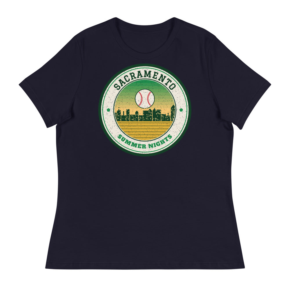 Women's Sacramento Summer Nights Ballpark Tee in navy, front