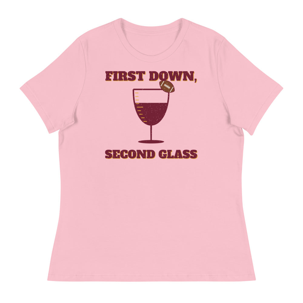 Women's First Down, Second Glass Relaxed Tee in pink, front view
