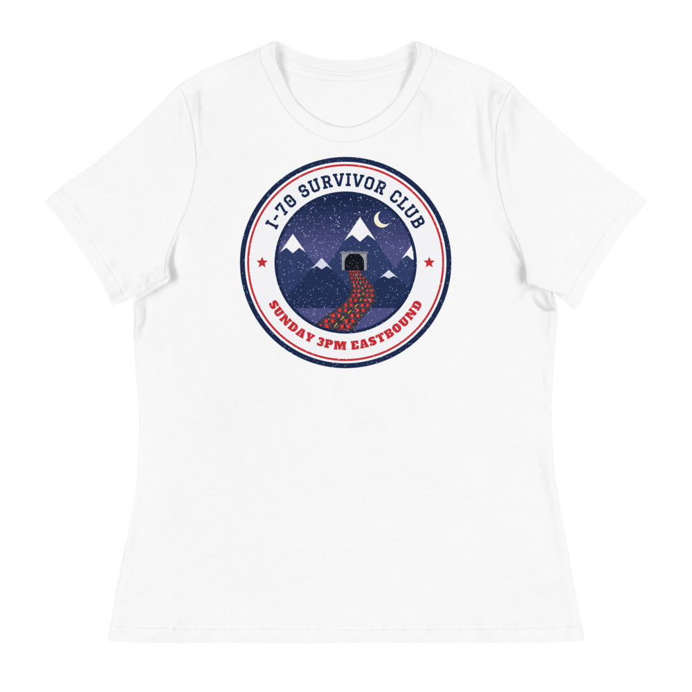 Women's I-70 Survivor Club Relaxed Tee in white, front view