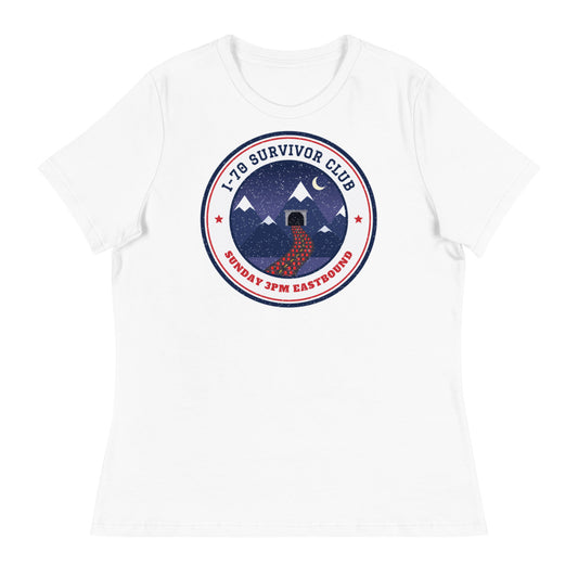 Women's I-70 Survivor Club Relaxed Tee in white, front view
