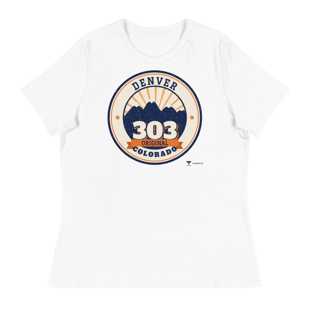 Women's 303 Original Denver Relaxed Tee in white, front view